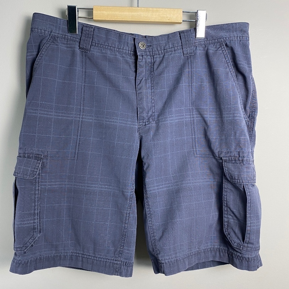 Koppen Men's Bluish-gray Check Chino Cargo Shorts Size 38‎